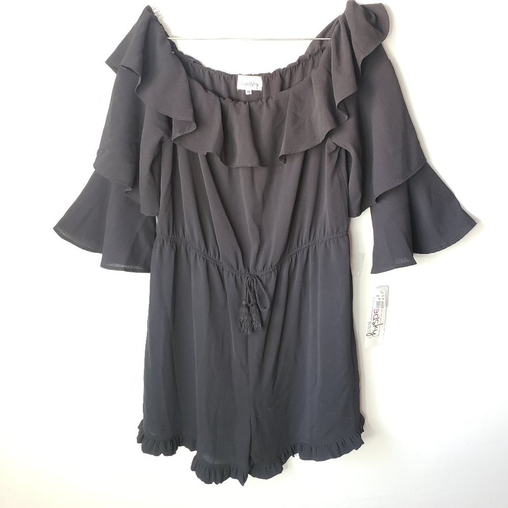 RedSky Off Shoulder Bell Sleeve Ruffle Rom…